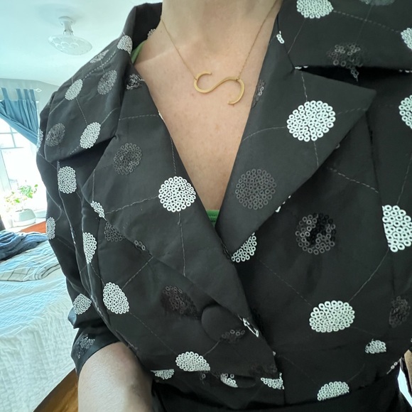 Fashion Crimes Pam Chorley Taffeta Dress - small black with sequin poka dots - Picture 4 of 12